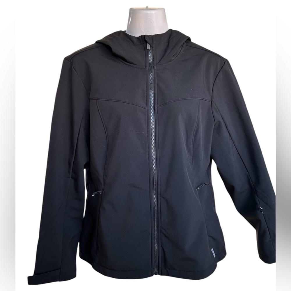 AVALANCHE Black Hooded Zippered Woman’s Shell Jacket, Size Large.